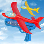 2 in 1 Kids LED Airplane Launcher ToyGun | Foam Flying Glider Aeroplane | Outdoor Fun Catapult Aircraft Toy